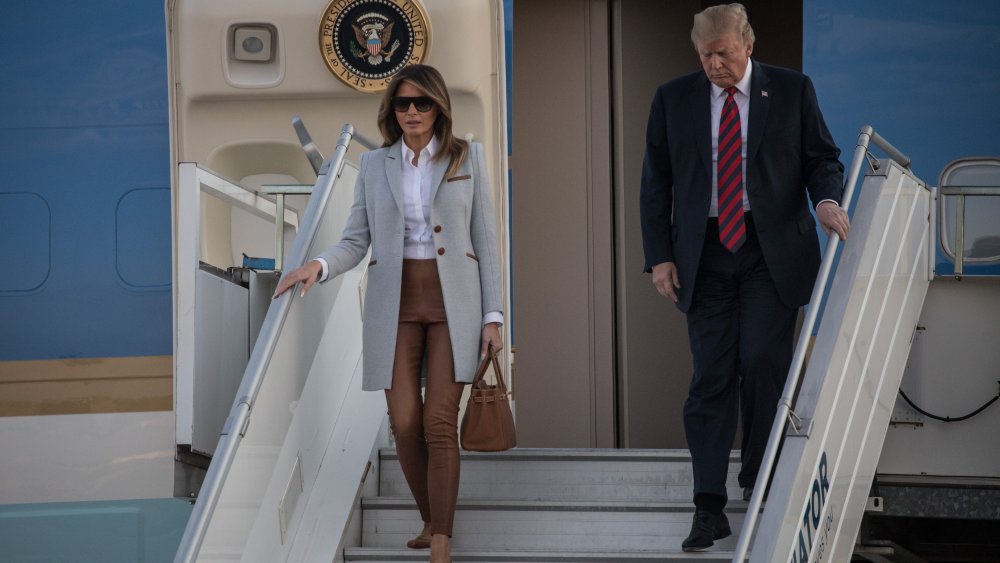 Melania Trump and Donald Trump exiting Air Force One