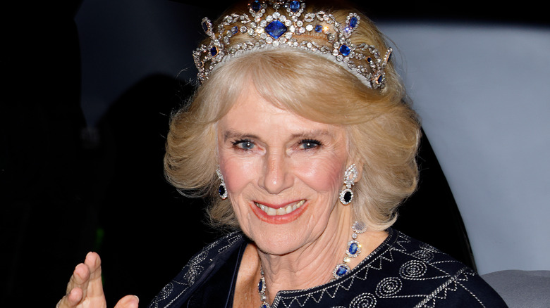 Camilla in sapphire and diamond tiara