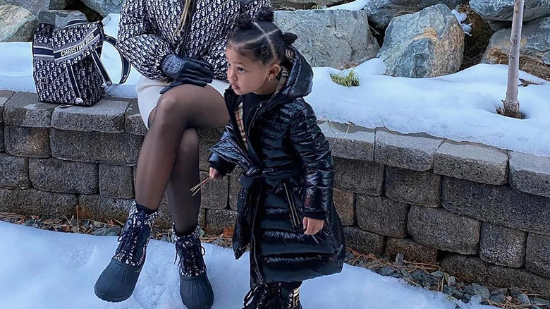 Stormi Webster wearing a puffer jacket