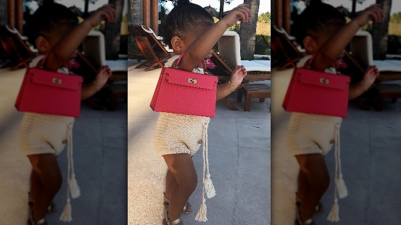 Stormi Webster holding a purse