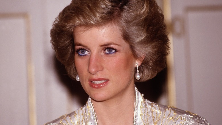 Princess Diana in pearl earrings