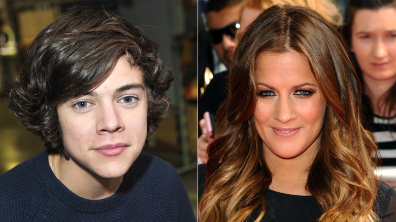 A split image of Harry Styles and Caroline Flack