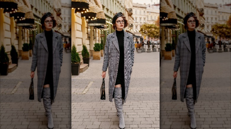 Fashionable woman walking in street