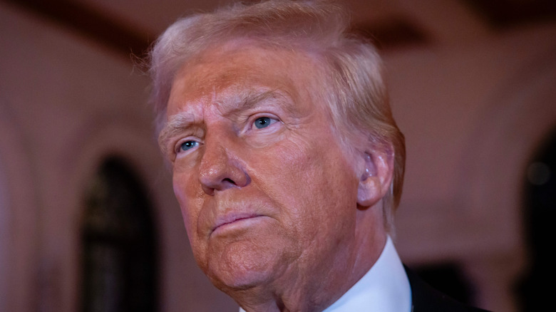 Closeup of Donald Trump's orange-tanned face