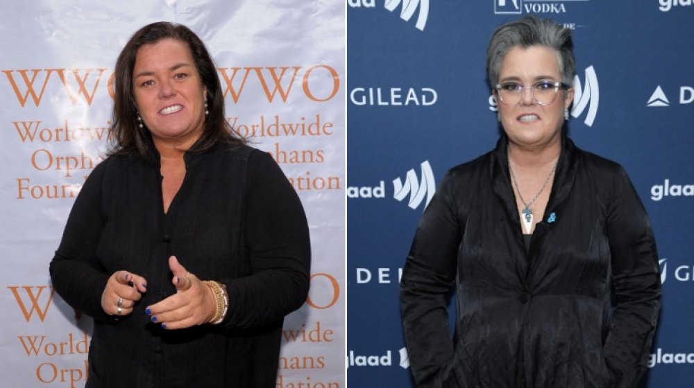 Rosie O'Donnell, who had a celebrity weight loss transformation, in 2010 and 2019