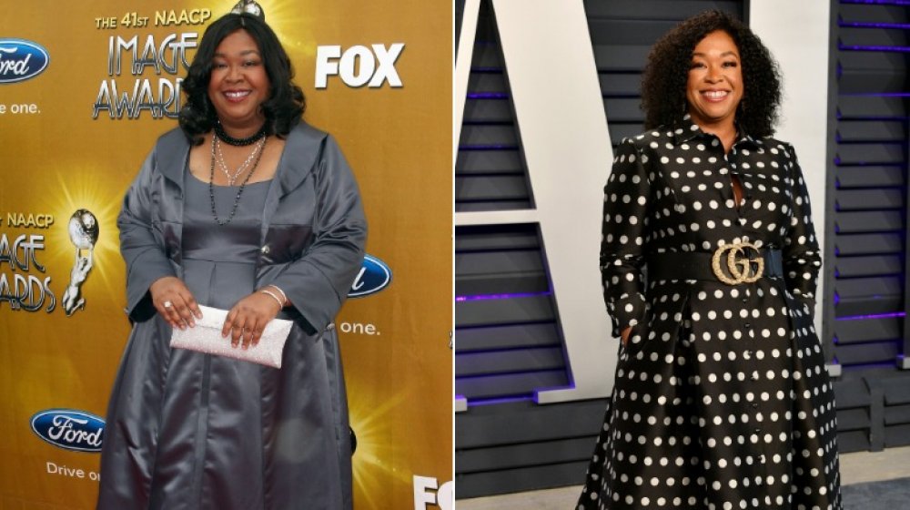 Shonda Rhimes, who had a celebrity weight loss transformation, in 2010 and 2019