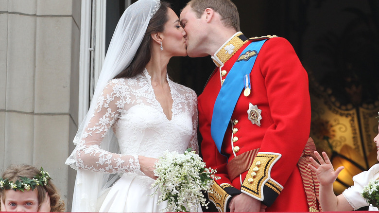 Kate Middleton kissing William at wedding