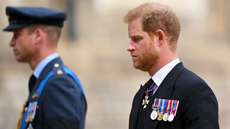 Prince Harry during the queen's funeral