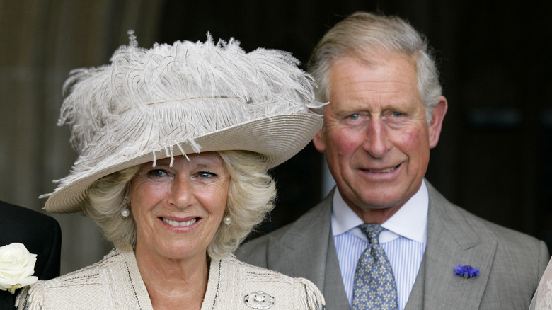 Camilla Parker Bowles white feather hat 