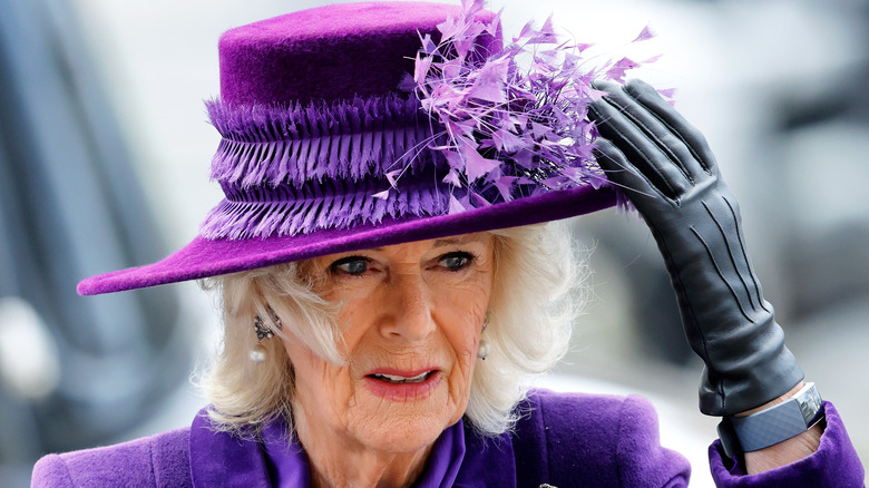 Camilla Parker Bowles purple hat 