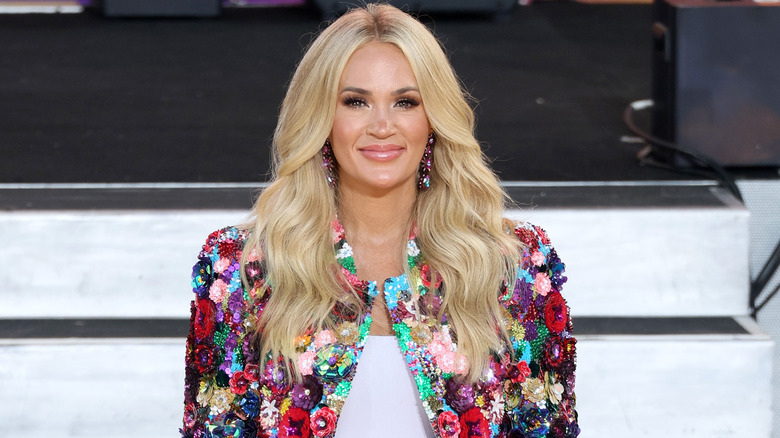 Carrie Underwood in floral rhinestone jacket