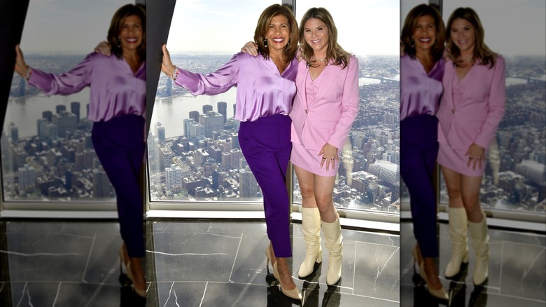 Hoda Kotb and Jenna Bush Hager pictured at The Empire State Building on April 08, 2024 in New York City