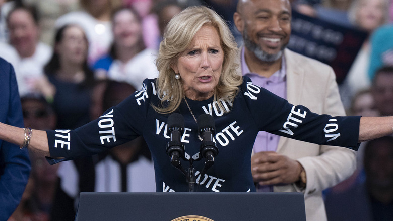 Jill Biden wearing her "vote" dress