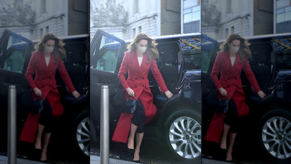Kate Middleton wearing pants under coat