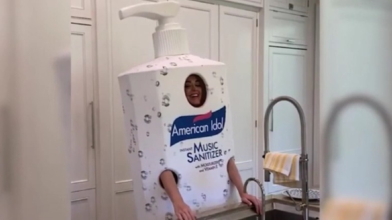 Katy Perry dressed as hand sanitizer 