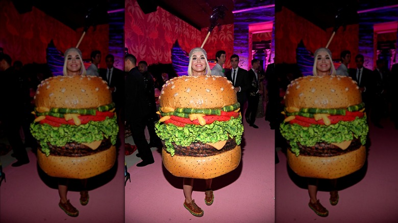 Katy Perry dressed as a burger 