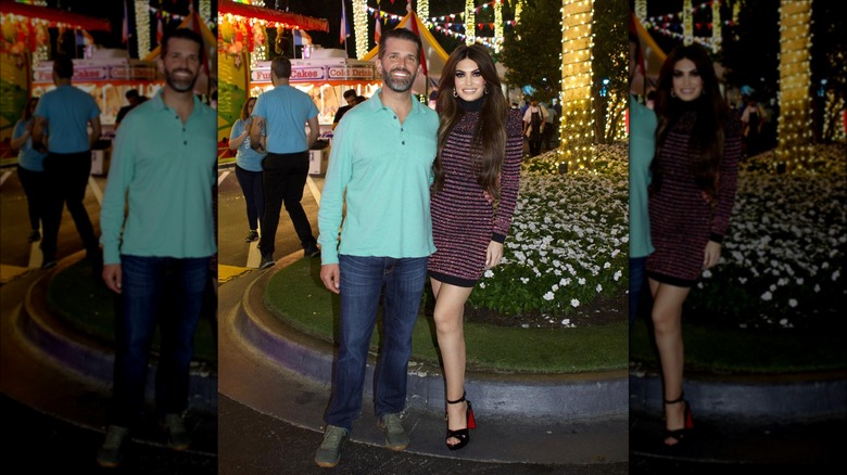 Kimberly Guilfoyle in sparkly dress beside Donald Trump Jr.