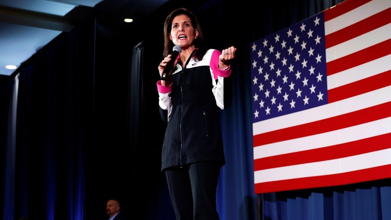 Nikki Haley talking on stage