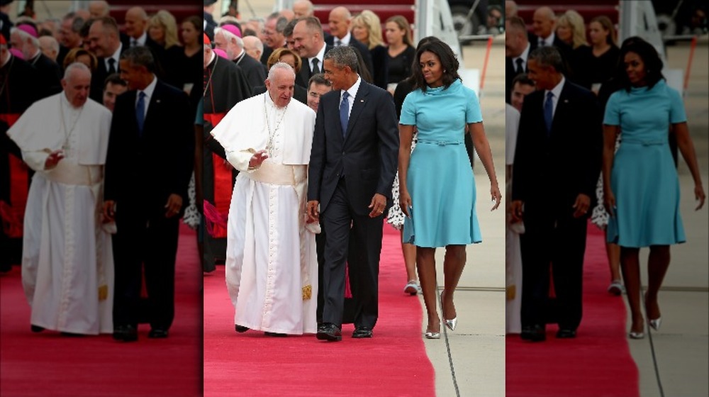 Michelle Obama, Barack Obama, and Pope Francis 