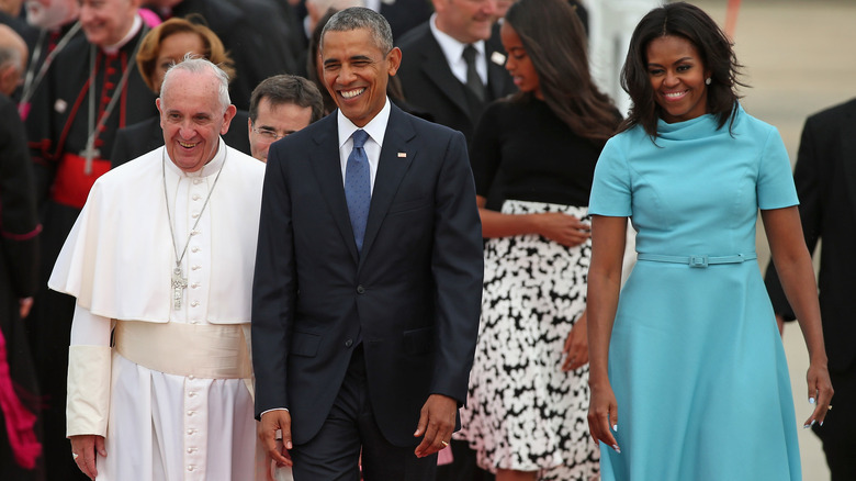 Michelle Obama, Barack Obama, and Pope Francis 