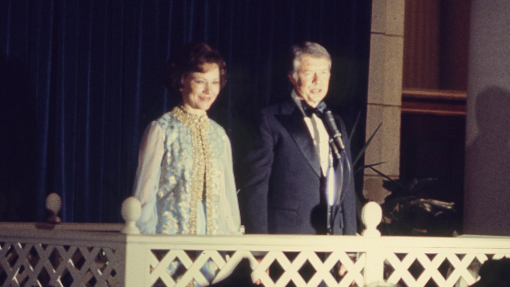 Rosalynn Carter, rewearing a dress, which some thought was inappropriate for a presidential family member