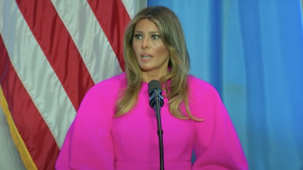 Melania Trump making a UN speech and wearing what some considered to be an inappropriate outfit for a presidential family member