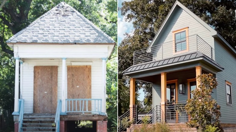 Before and after shotgun house