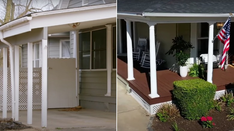 Before and after Fixer to Fabulous porch