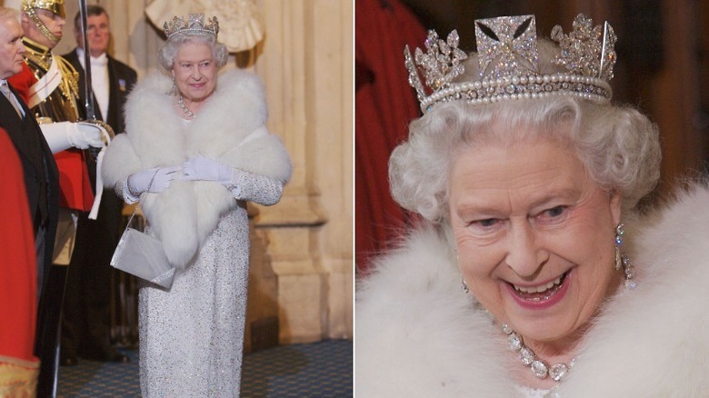 Queen Elizabeth II walking and smiling