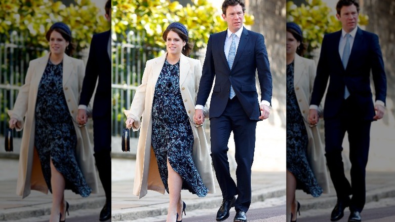 Princess Eugenie and husband Jack walking