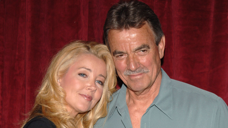 Melody Thomas Scott and Eric Braeden hugging