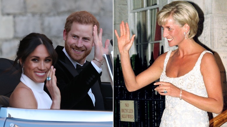 Meghan Markle and Prince Harry waving