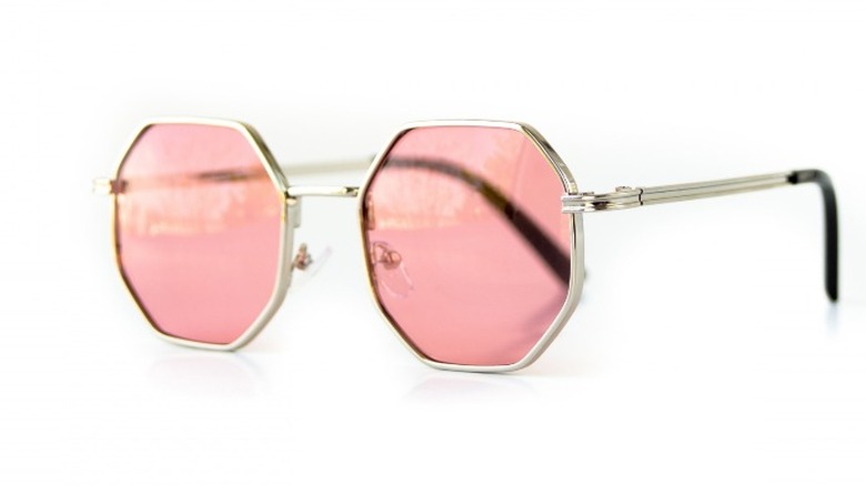 Geometric octagon pink sunglasses