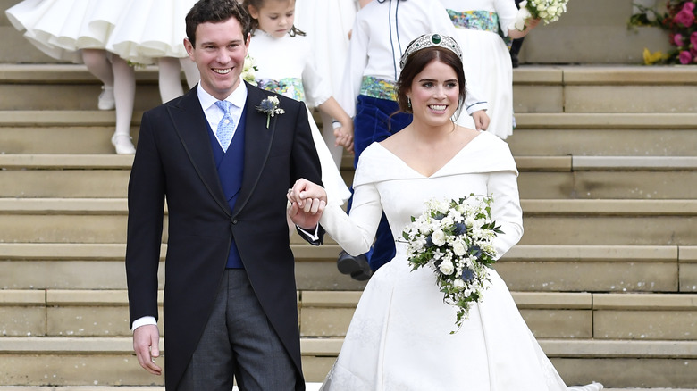 Jack Brooksbank and Princess Eugenie on their wedding day