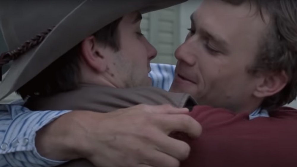 Jack and Ennis about to kiss in Brokeback Mountain