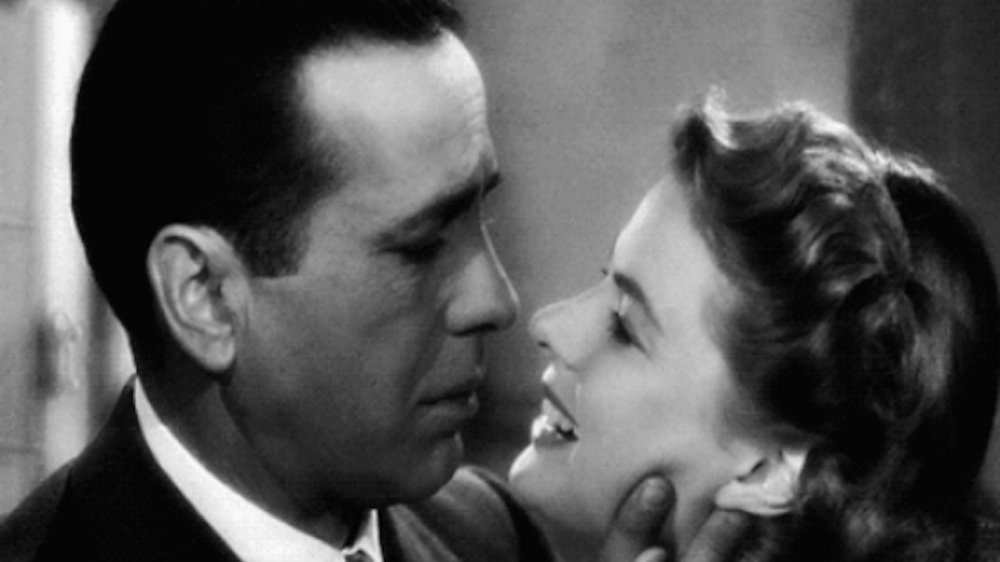 Rick and Ilsa about to kiss in Casablanca