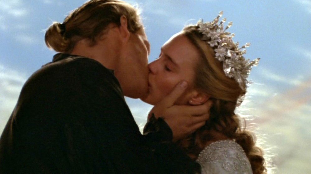 Westley and Buttercup about to kiss in The Princess Bride