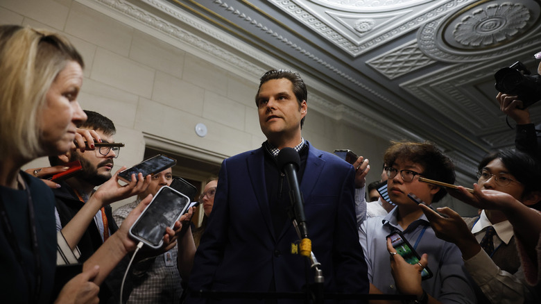 Matt Gaetz speaking with reporters