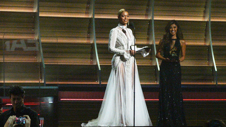 Beyoncé onstage at 2016 Grammys