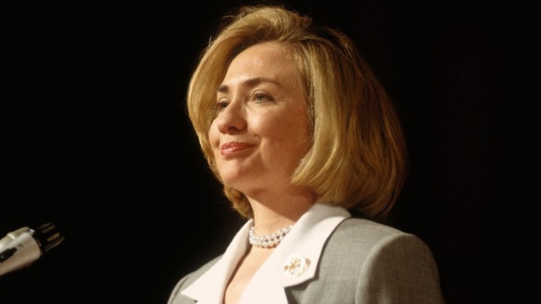 Hillary Clinton with her famous haircut