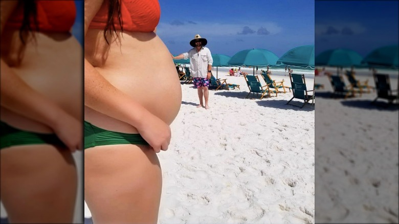 Amy Duggar pregnant at beach
