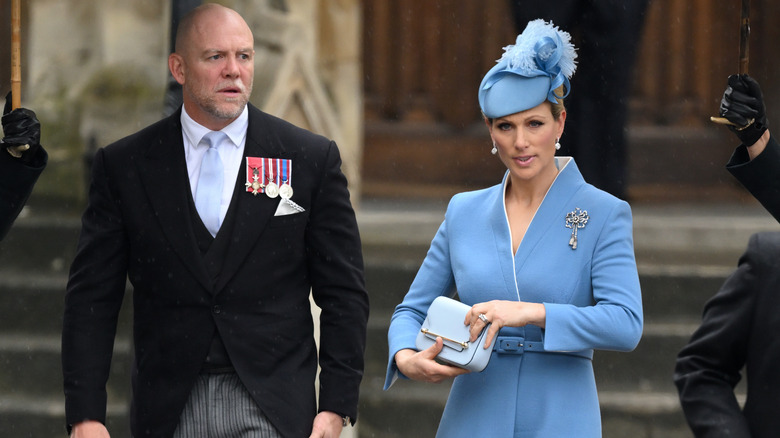 Mike and Zara Tindall walking