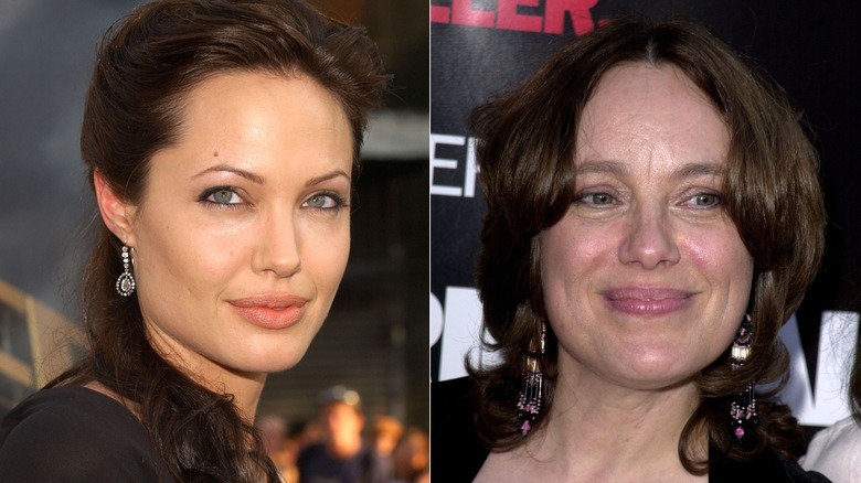 A photo of Angelina Jolie next to a photo of Marcheline Bertrand 