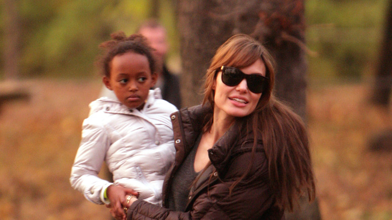 young Zahara Jolie Pitt with Angelina Jolie