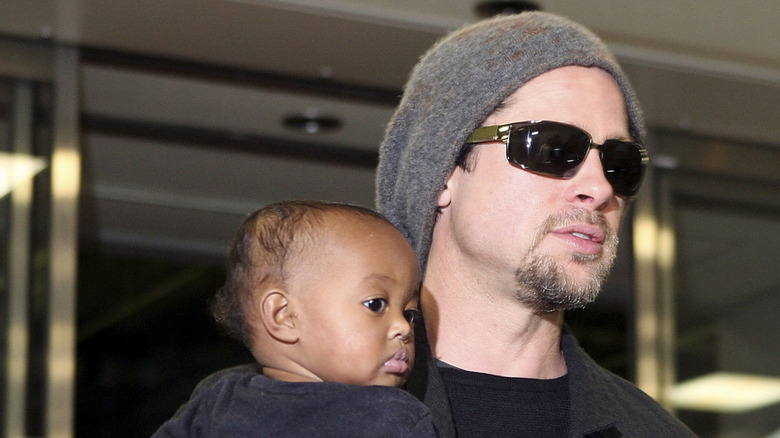 baby Zahara Jolie Pitt with Brad Pitt