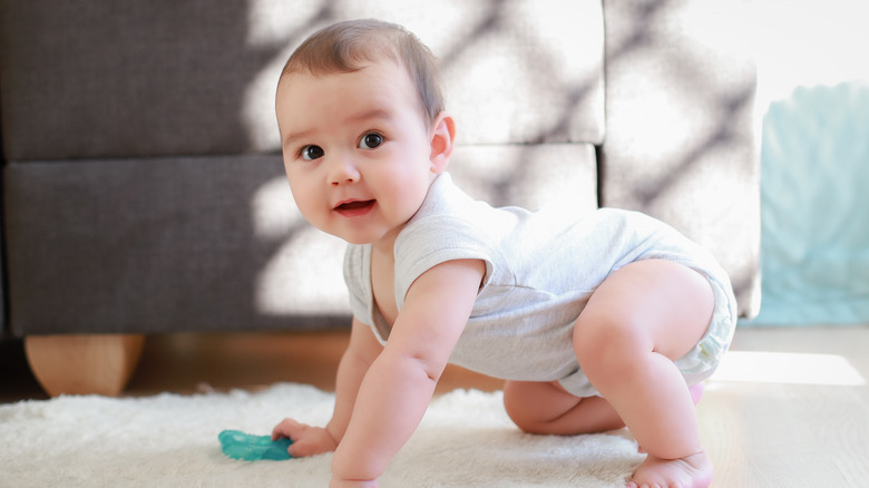 baby girl crawling 