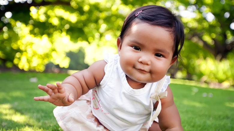 baby girl crawling