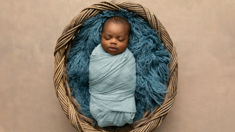 Baby boy swaddled 