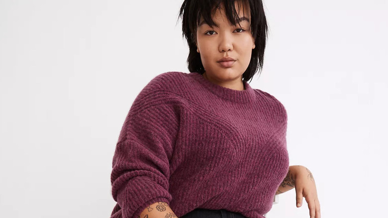 Cozy purple knit sweater