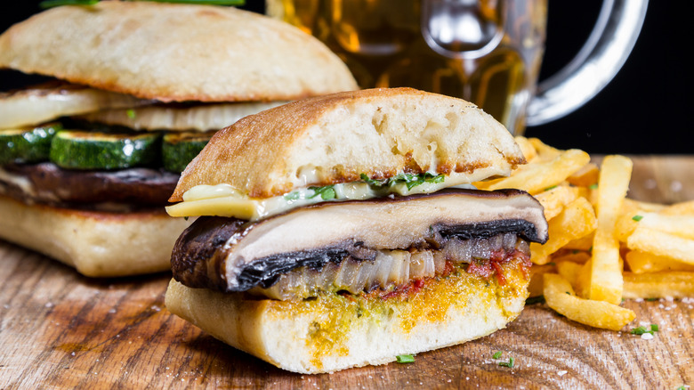 Grilled portabella mushroom burger